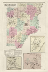 New Berlin, New York 1875 - Old Town Map Reprint - Chenango Co. Atlas 16-17