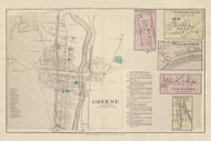 Greene Village, New York 1875 - Old Town Map Reprint - Chenango Co. Atlas 34-35