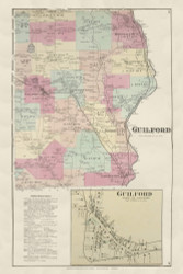 Guilford, New York 1875 - Old Town Map Reprint - Chenango Co. Atlas 38-39
