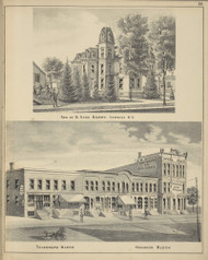 Residence of B. Gage Berry, Telegraph Block and Hughson Block, New York 1875 - Old Town Map Reprint - Chenango Co. Atlas 59
