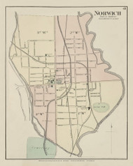 Norwich Village, New York 1875 - Old Town Map Reprint - Chenango Co. Atlas 61