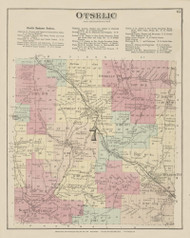 Otselic, New York 1875 - Old Town Map Reprint - Chenango Co. Atlas 65