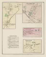 East Pharsalia, Plymouth, North Pharsalia and Preston Villages, New York 1875 - Old Town Map Reprint - Chenango Co. Atlas 83
