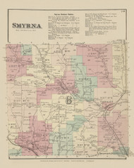 Smyrna, New York 1875 - Old Town Map Reprint - Chenango Co. Atlas