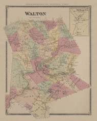 Walton, New York 1869 - Old Town Map Reprint - Delaware Co. Atlas 18
