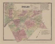 Delhi, New York 1869 - Old Town Map Reprint - Delaware Co. Atlas 21