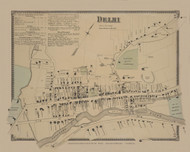 Delhi Village, New York 1869 - Old Town Map Reprint - Delaware Co. Atlas 22
