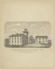 Aurora Wollen Mills, Torry & Bartlett Bro's, New York 1866 - Old Town Map Reprint - Erie Co. Atlas