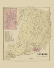 Collins, New York 1866 - Old Town Map Reprint - Erie Co. Atlas 37