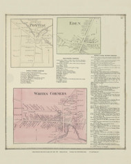 Pontiac, Eden and Whites Corners Villages, New York 1866 - Old Town Map Reprint - Erie Co. Atlas 54