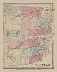 Clinton County, New York 1869 - Old Town Map Reprint - Clinton Co. Atlas