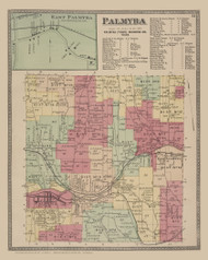 Town of Palmyra and East Palmyra Village, New York 1874 - Old Town Map Reprint - Wayne Co. Atlas