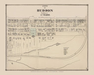 West part of Hudson City 3rd Ward, New York 1873 - Old Town Map Reprint - Columbia Co. Atlas
