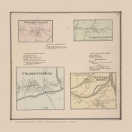 Seward Valley, Gardnersville, Charlotteville and Central Bridge Villages, New York 1866 - Old Town Map Reprint - Schoharie Co. Atlas
