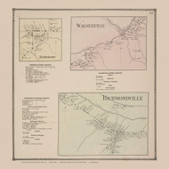 Jefferson and Warnerville and Richmondville Villages, New York 1866 - Old Town Map Reprint - Schoharie Co. Atlas