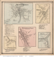 Brasher Falls, Morley, Helena, Rensselear Falls, etc., New York 1865 - Old Town Map Reprint - St. Lawrence Co. Atlas