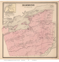 Hammond & Oak Point Village, New York 1865 - Old Town Map Reprint - St. Lawrence Co. Atlas