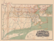 Massachusetts 1902 Railroad Commissioners - Old State Map Reprint