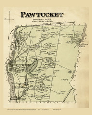 Pawtucket Town, Rhode Island 1870 - Old Town Map Reprint