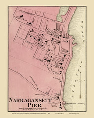South Kingstown Narragansett - Custom , Rhode Island 1870 - Old Town Map Reprint