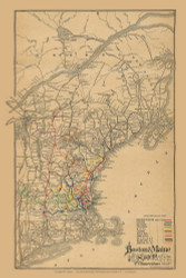 New England 1905 Old Map Reprint - Boston & Maine Railroad Map - New England & Long Island