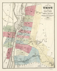 Troy 1876 - Old Map Reprint - New York Cities Other Rensselaer Co.