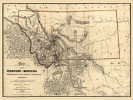 Montana 1865 De Lacy - Old State Map Reprint