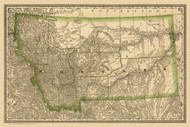 Montana 1881  - Old State Map Reprint