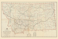 Montana 1922  - Old State Map Reprint