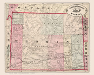 Wyoming 1882 Cram - Old State Map Reprint