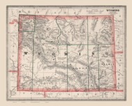 Wyoming 1883 Cram - Old State Map Reprint
