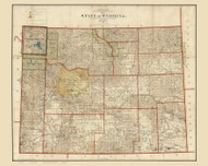 Wyoming 1900  - Old State Map Reprint