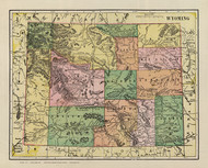 Wyoming 1909 Cram - Old State Map Reprint