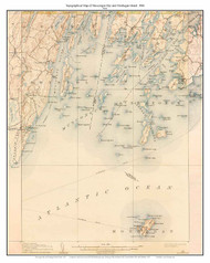 Muscongus Bay and Monhegan Island 1906 - Custom USGS Old Topo Map - Maine