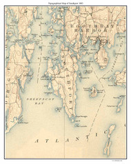 Southport 1893 - Custom USGS Old Topo Map - Maine