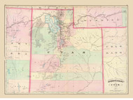 Utah 1874 Asher & Adams - Old State Map Reprint