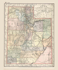 Utah 1891 Matthews-Northrup Co. - Old State Map Reprint