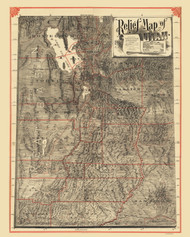 Utah 1895 Hall - Old State Map Reprint