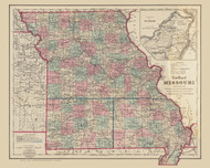 Missouri 1868  Colton - Old State Map Reprint