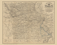Missouri 1871 Fiala - Old State Map Reprint