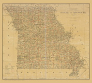 Missouri 1878 Roeser - Old State Map Reprint