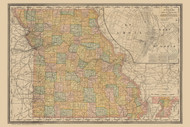 Missouri 1888  - Old State Map Reprint