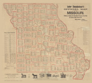 Missouri 1892 Hall - Old State Map Reprint