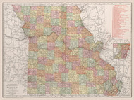 Missouri 1912  - Old State Map Reprint