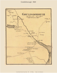 Goldsborough Village, Maine 1860 Old Town Map Custom Print - Hancock Co.