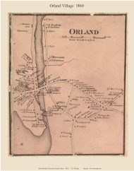 Orland Village, Maine 1860 Old Town Map Custom Print - Hancock Co.