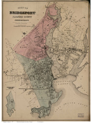 Bridgeport 1877  - Old Map Reprint - Connecticut Cities Other