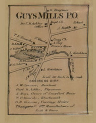 Guys Mills P.O., Pennsylvania 1865 Old Town Map Custom Print - Crawford Co.