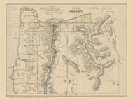 Oregon 1861 Surveyor General  - Old State Map Reprint