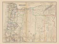 Oregon 1866 Surveyor General - Gold Regions - Old State Map Reprint